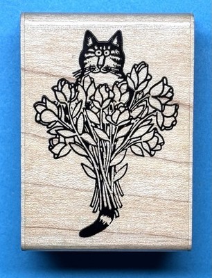 CAT BOUQUET by B Kliban Rubber Stampede roses mother's day flowers kitty kat fun