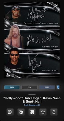 (DIGITAL) Topps WWE Slam 26 TRIPLE SIGNATURE Silver HOGAN HALL NASH