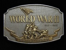 PJ09118 VINTAGE 1990  WORLD WAR II REMEMBERED  MILITARY COMMEMORATIVE BUCKLE