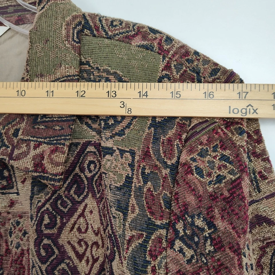 Chaqueta para mujer Christopher & Banks XL marrón/rojo tapiz cremallera completa cuello Foto 3 de 4