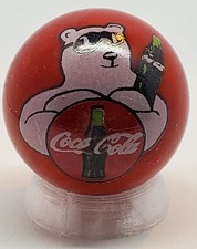 Coke Polar Bear Red Glass 1" Logo Marble w/ Stand