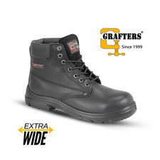 Mens Grafters Wide Safety Boots Lace Up EEEE Fit Leather Steel Toe S1P SRC Work