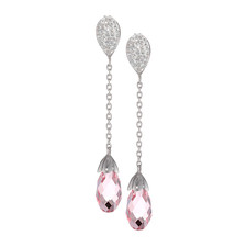 Finecraft Briolette Drop Earrings with Pink &...
