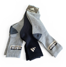 ADIDAS Cushioned High Quarter Socks Men  s 6-12 Arch Support Aeroready 3-Prs Blue