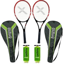 23" Aluminum Racket Set Red/Black with 2 Tubes of Tennis Balls and 2 Covers