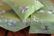 Tischdecke MARGERITEN Grün – Bestickt Leinenoptik Frühling/So Läufer Kissen 5673