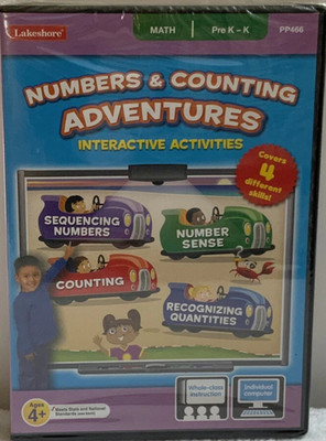 Lakeshore PC/Mac Numbers & Counting Adventures 4 Math Skills Ages 4+ Pre K New