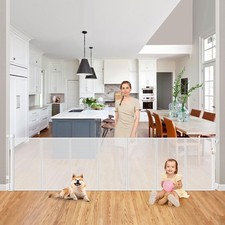 Reinforced 200 Inch Extra Long Dog Gate Indoor 37  Tall Outdoor Retractable B...