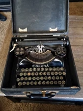 Antique 1925 CORONA 4 Metal Typewriter & Case #H494021 Needs Recoil Spring See📸