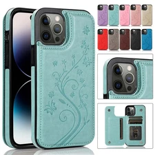 For iPhone 15 14 13 12 11 Pro Max 7 8 Plus XS XR WOMEN Leather Card Wallet Case