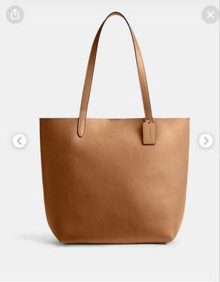 COACH Manhattan Tote Bag Leather Women Handbag Beige Authentic Classic