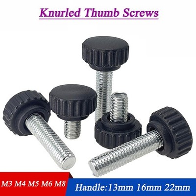 Knurled Thumb Screws Plastic Round Handle Knobs Clamping Bolts M3 M4 M5 M6 M8