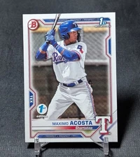 Maximo Acosta 1st Rookie 2021 Bowman 1st Edition Card #BFE-7 Texas Rangers