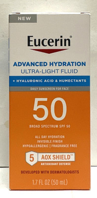Eucerin SPF 50 Advanced Hydration Face Sunscreen 1.7 oz EXP :08/2026