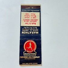Marathon Ohio Oil Co Inc Rayle & Tarr Marion IN Vintage Matchbook Cover 4MB99-2