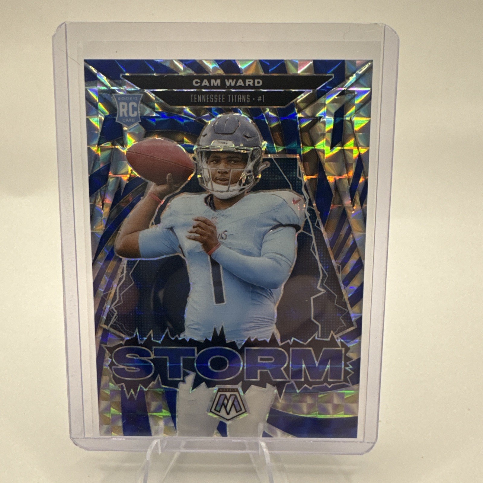 Cam Ward 2025 Panini Mosaic Blue Storm /99 Clean card. COLOR MATCH