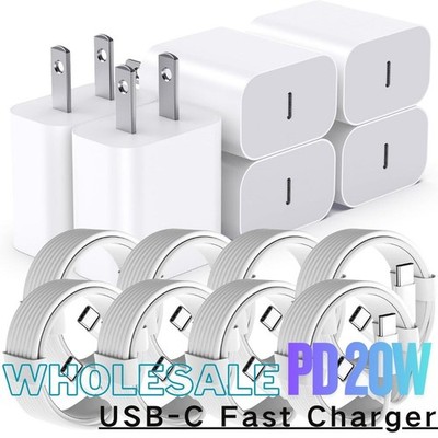 Lot 20W Fast Charger For iPhone 16 15 14 13 12 11 Pro Max USB-C Adapter PD Cable