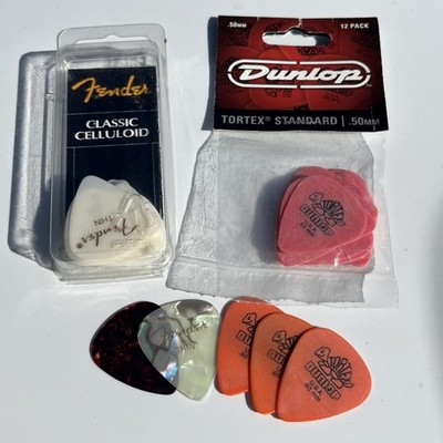 Fender Classic Celluloid Thin & Dunlop Tortex LOT Of 29 Guitar Picks 50MM