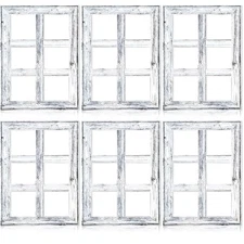 6 Pcs Rustic Wall Decor Window Frame Wall Decor 15.75" x 11.81" White Wood Co...
