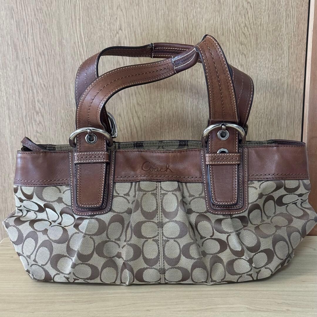 Coach Soho F13742 Tote Bag Canvas Brown Signature Sil… - Gem