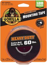 Gorilla 102441 Black Heavy Duty Mounting Tape XL 120 L x 1 W in.