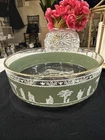 Vintage Jasperware MCM Jeanette Hellenic Serving Gold Rim Bowl 9” Wedgewood