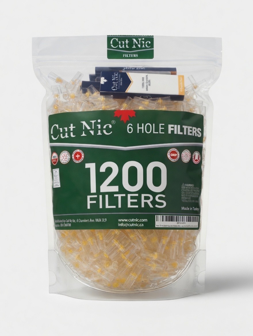 6 Hole Cigarette Filters 1200 Pack - 4 Travel Cases - Fits Regular & King Size