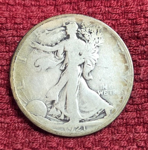 1921-S Walking Liberty Silver Half Dollar 50 Cents, Rare, About Good