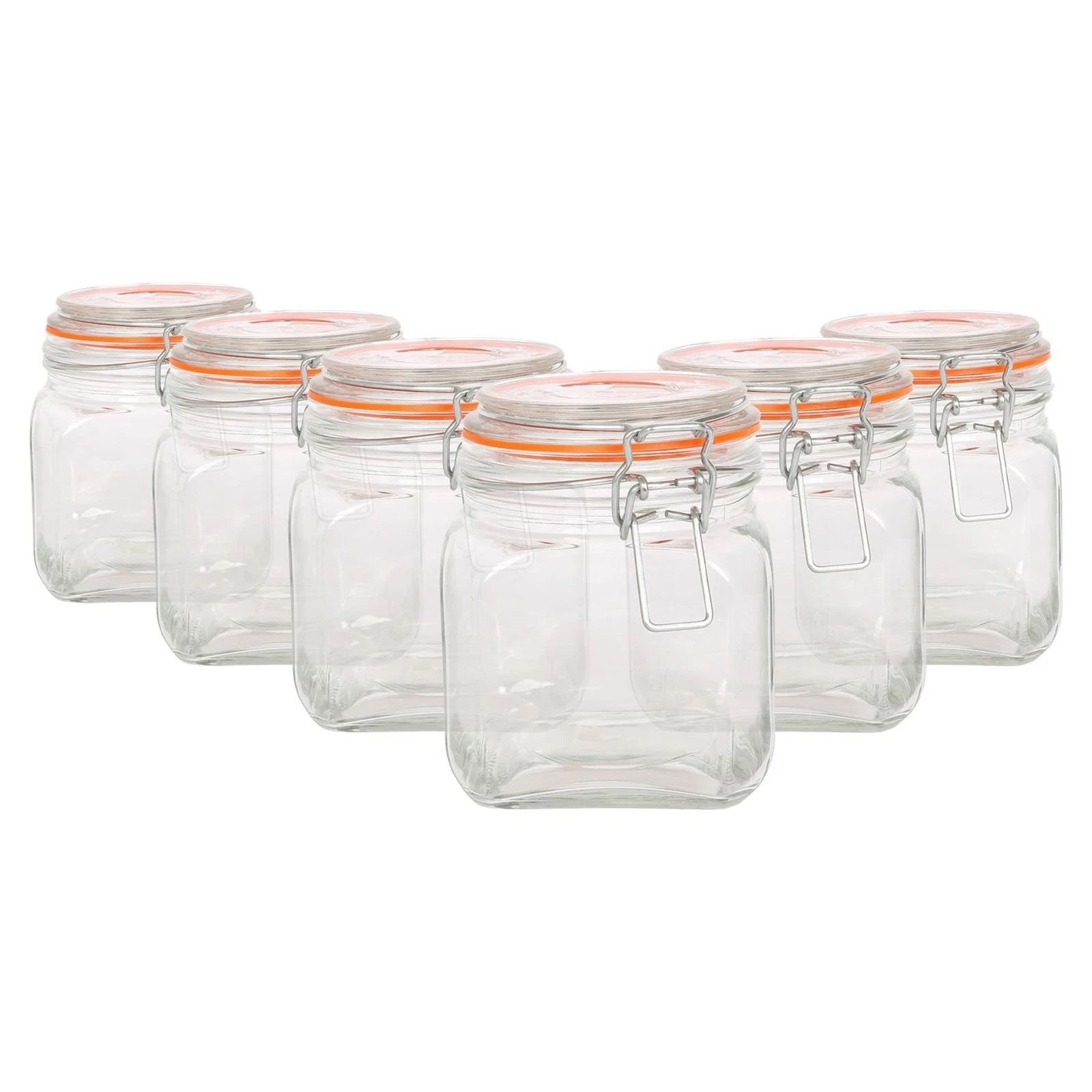 Argon Tableware Square Glass Jars with Clip-Top Lids - 760ml - Pack of 6
Opens in a new window or ta