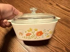 Vintage Corning Ware Wildflower 1.5 QT Casserole Baking Dish & Pyrex Lid