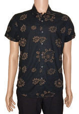 Scotch  Soda Amsterdam Men's Short Sleeve Shirt Black XL Button Front    T33