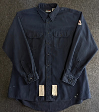 BULWARK FR Shirt Mens XXL 2XL Long Blue L/S Flame Resistant ARC Rating 5.7 ATPV
