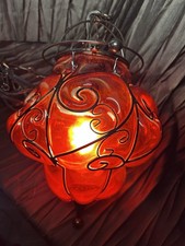 Venetian Style Red Swag Light - Vintage Glass...