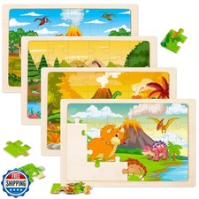 Wooden Puzzles for Kids Ages 3-5, 4 Packs Puzzles for Kids Ages 4-6, 24-Piece