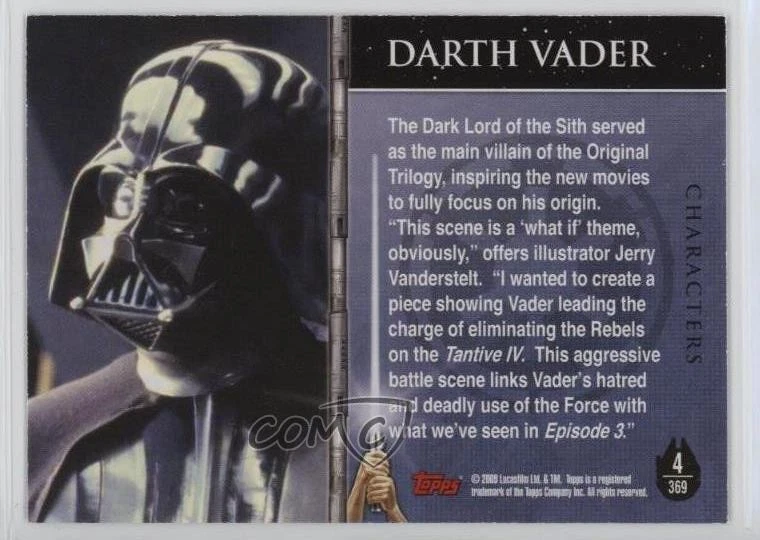 2009 Topps Star Wars Galaxy Series 4 Characters Darth Vader #4 2xw - Image 2 of 3