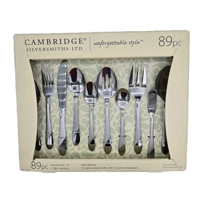 Cambridge Silversmiths Swirl Sand Flatware 89 Pc Service for 12 Stainless Steel
