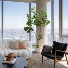 Artificial Fiddle Leaf Fig Tree - 6FT Fake Plant with White Planter, Large Fa...