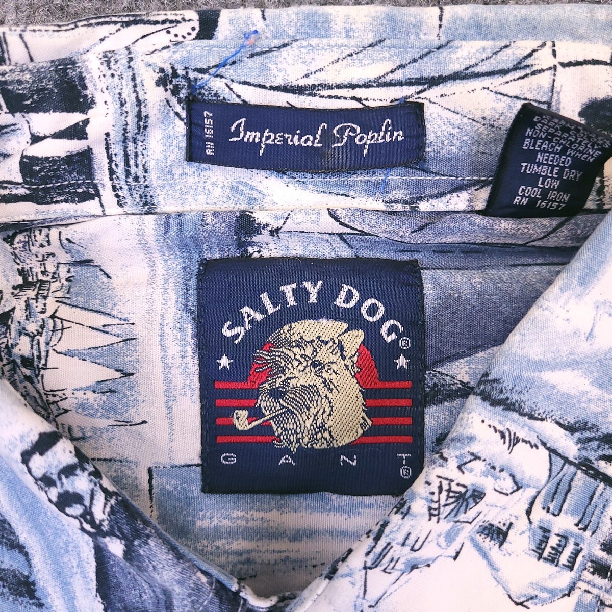 VTG Gant Salty Dog Imperial Poplin Mens 1XB Nautical Print Cotton *Button Flaw View 5