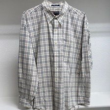 Chaos Ralph Lauren Men's XL Long Sleeve Button Down Tan Black Plaid Dress Shirt