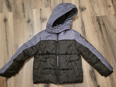 Calvin Klein Boys Black And Grey Puffer Coat Size 4