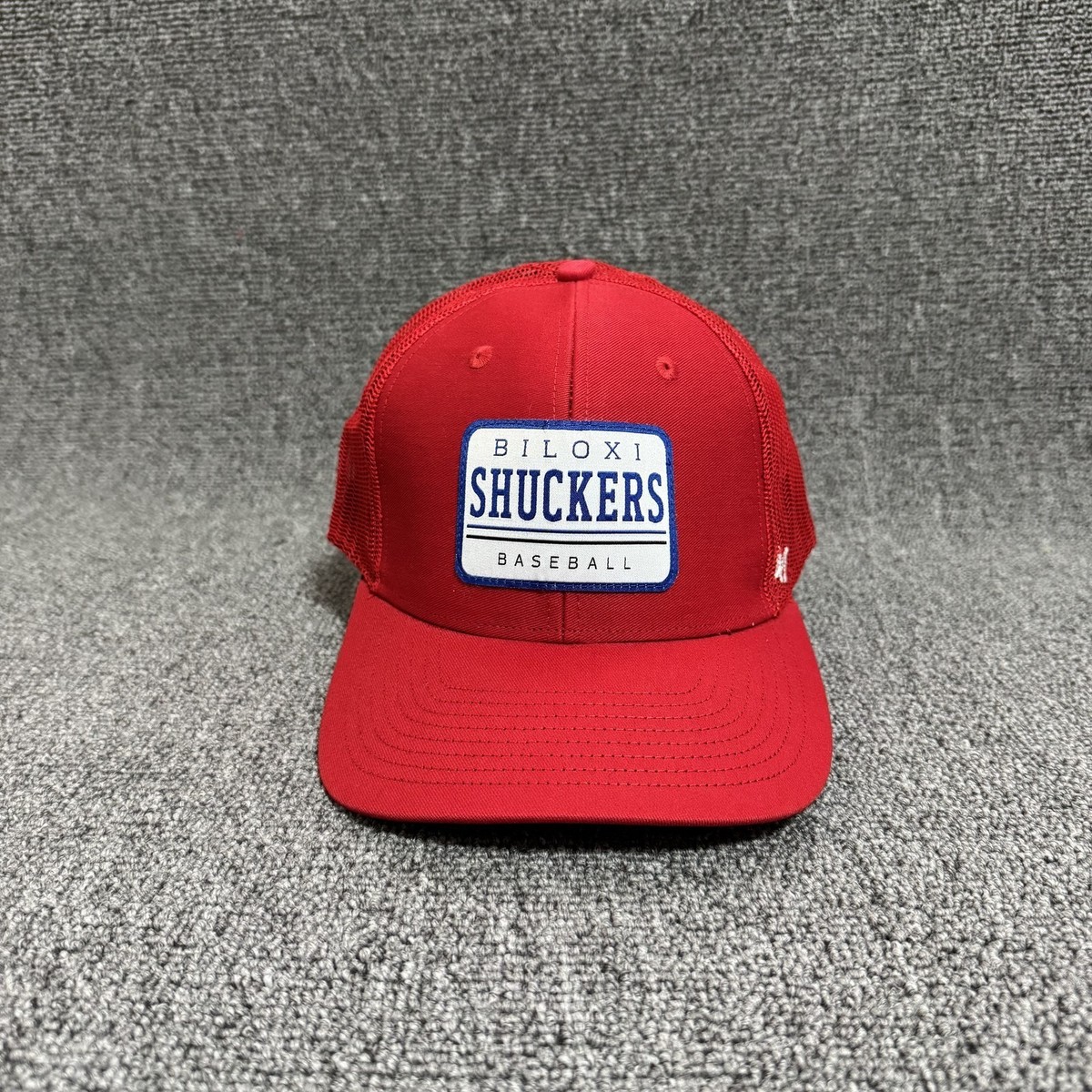 '47 Brand Biloxi Shuckers Trucker Snapback Red One Size Mesh Back Hat