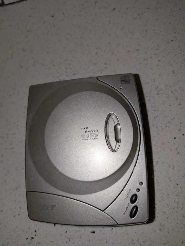Acer CDRW miniRW 24x10x32 portable CD Rewriter, Untested For Parts  - Image 2 of 4