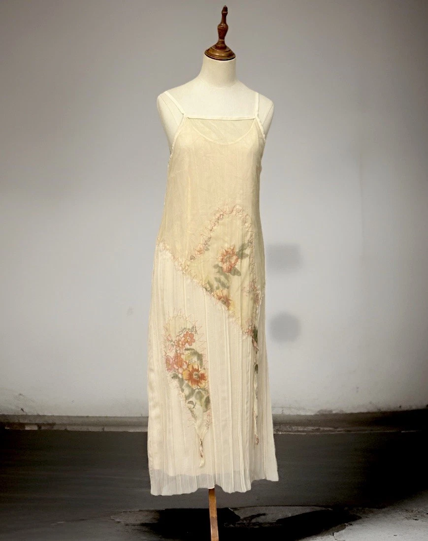grunge 90s floral dress Vintage 1990s Floral Rayon Maxi Dress, Large