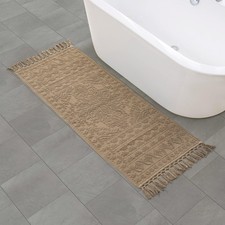 Nellore Bathroom Rugs Woven Beaded Durable Non Slip Thick Taupe Grey 24x64 In