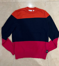 Calvin Klein Men's Colorblocked Crewneck Sweater Medium Orange - Pink - Navy