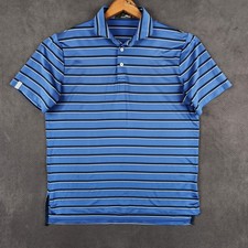 RLX Ralph Lauren Polo Shirt Mens Medium Blue Stripe Performance Golf Lightweight