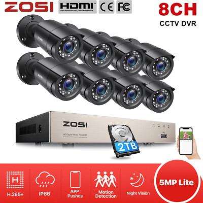 ZOSI 8CH 5MP Lite DVR 2MP Außen Überwachungskamera Set CCTV Kamera IR Nachtsicht