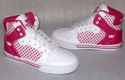 Supra Vaiders S11210K HI Cut Mädchen Schuhe Freizeit Sneaker 32 UK13 Pink Weiß