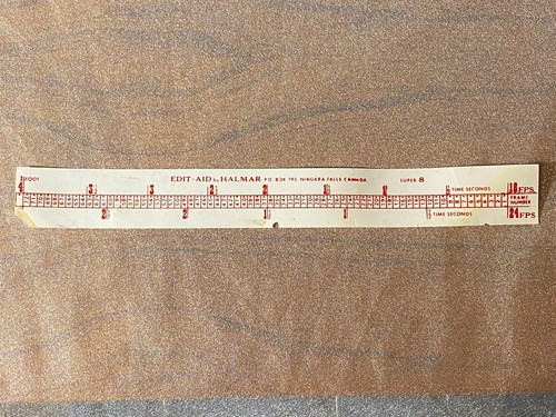 Super-8 Movie Film Ruler the HALMAR Edit-Aid per misure di giunzione 18 e 24 FPS - Foto 1 di 4