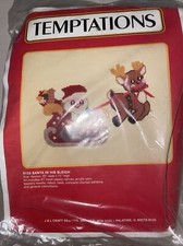 VTG 1988 J L Designs 8135 Santa in his Sleigh Canvas Needlepoint Kit Reindeer